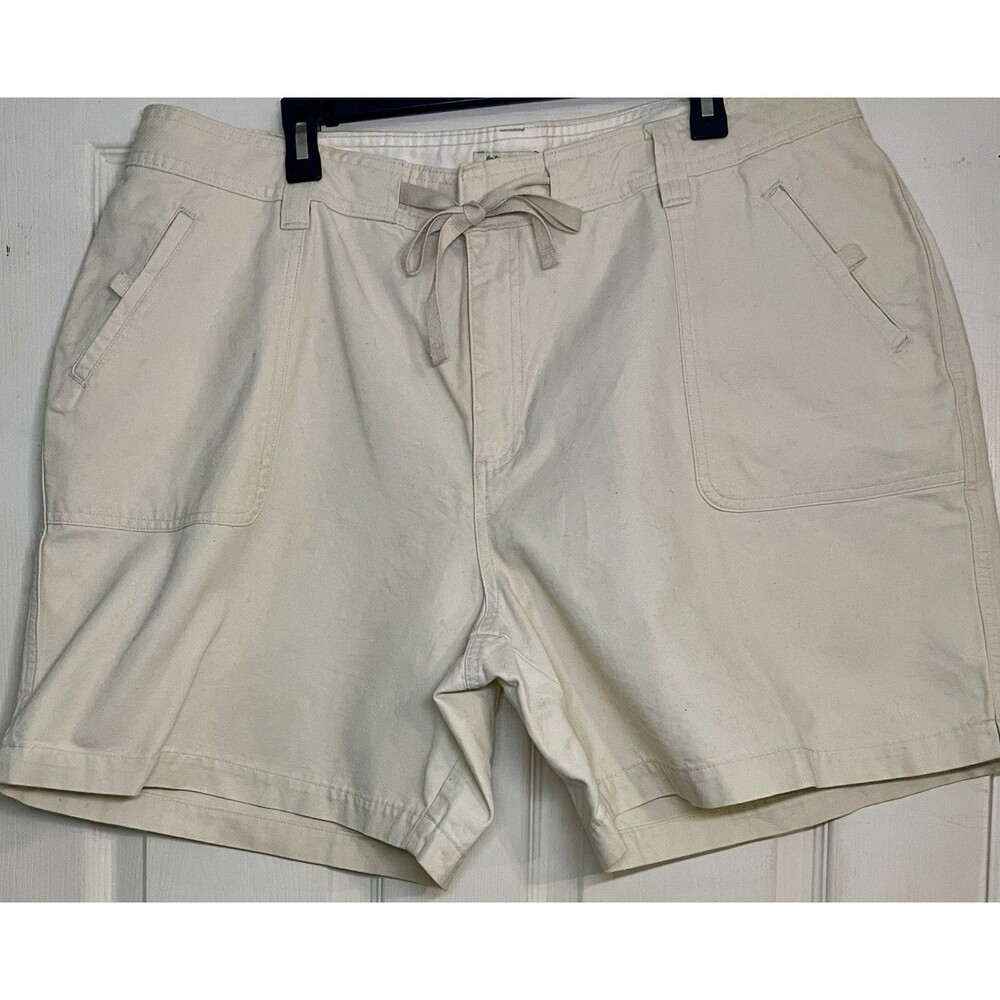 St Johns Bay Cream Cargo Shorts Womens Size 20 Plus Size 100% Cotton 42 In Waist